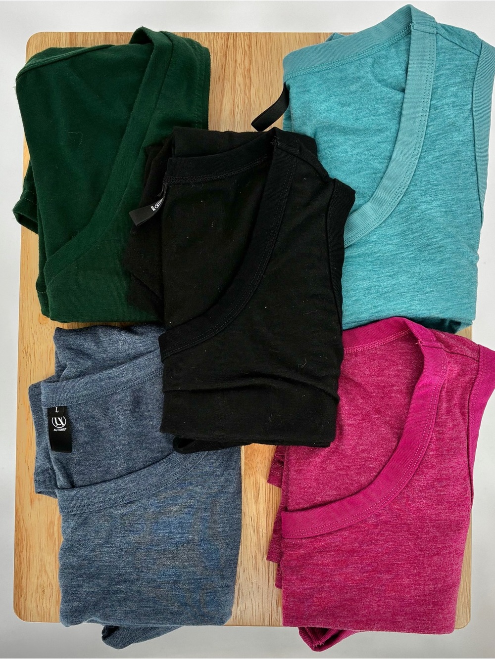 Women’s Layering Tank Top Bundle - Black, Teal, Green, Blue, Pink Size L